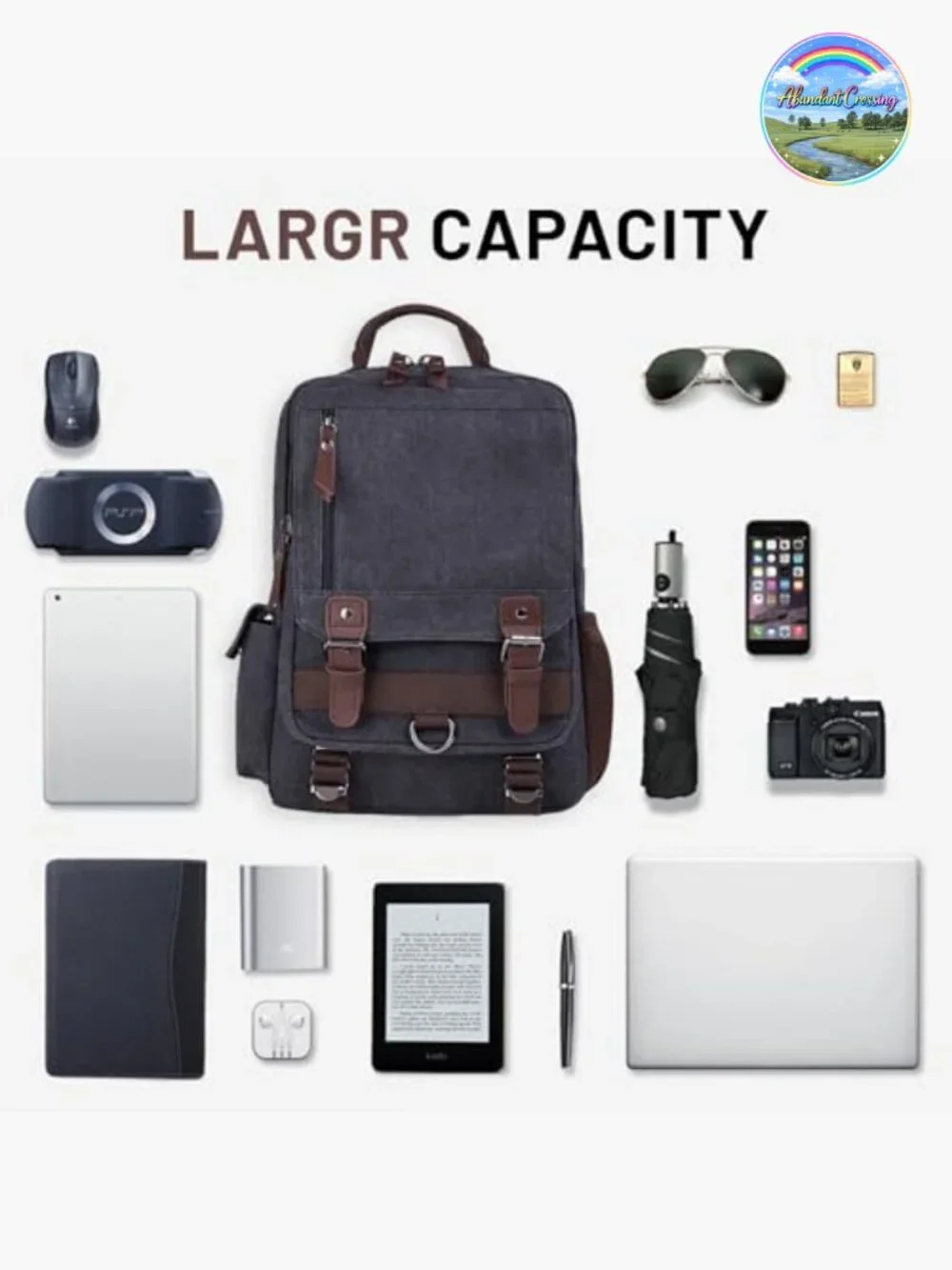 Canvas Crossbody Sling Backpack Travel Rucksack with Multiple Pockets